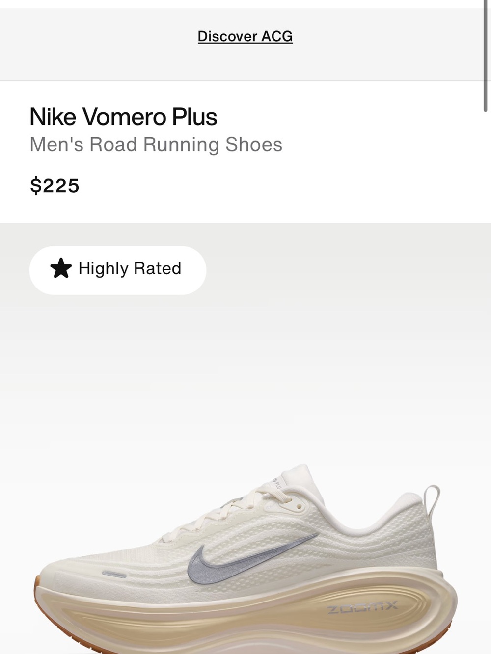 Nike Vomero Plus Men's Running Shoes - White with Light Gray Swoosh
